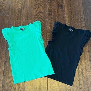 J. Crew Vintage rib ruffle-sleeve tank -Kelly Green and Black